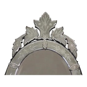 Antique Oval Venetian Etched Glass Mirror