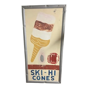 1930s Americana Metal Ice Cream Sign