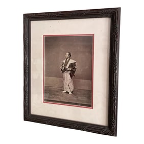 19th Century Hand Colored Black and White Photograph of a Japanese Samurai