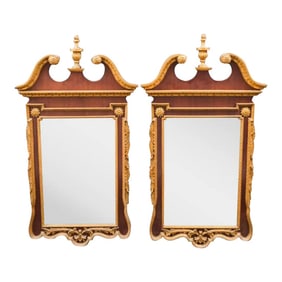 20th Century Chippendale Style Mirrors in Mahogany and Gilt - A Pair