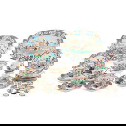 Late 18th Century Hall Porcelain Breakfast Service Mandarin Chinoiserie, 23 Pieecs