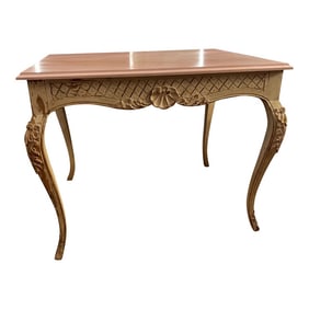 1930s French Louis XV Mid Century End Table in Pink Faux Marble Finish