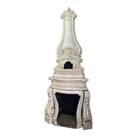 Antique French Porcelain Ceramic Corner Stove