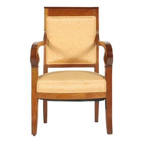 Early 19th Century French Empire or Biedermeier Mahogany Scrollwork Armchair