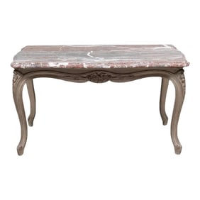 Louis XV French Purple Veined Marble Top Gray Patina Table