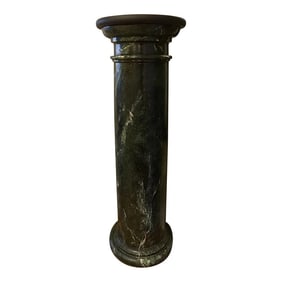 Large Mid-Century Wooden Neoclassical Empire Faux Marble Wooden Plant Stand Column Pedestal