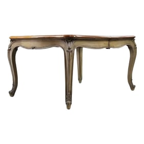 1930s French Provincial Inlaid Parquet Two Leaf Dining Table