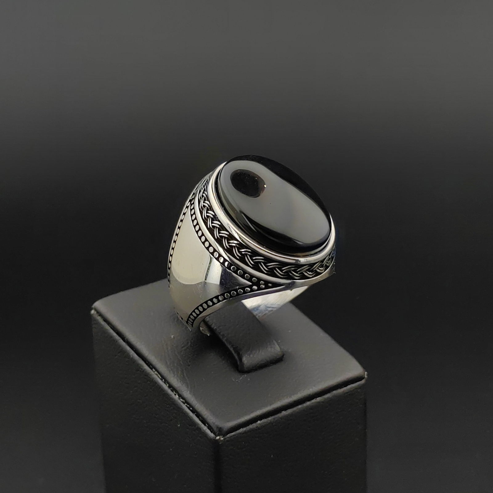 925 Silver Men's Ring with Black Onyx (1 of 8)