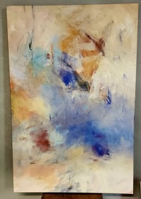 Modernist abstract giclee oil painting w/ rich textured impasto style. Facsimile Signed.