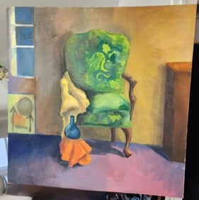 Intriguing vintage impressionist still life oil painting