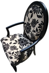 Vintage oversized modern version of the Queen Anne chair w/ striking black and white pattern..