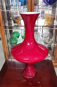 Hi-Design Monumental mid-century art glass vase. Heavy in the manner of Murano Glass. 25h x 15diam