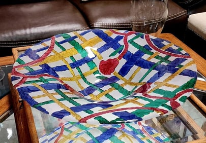 Large vintage Italian art glass charger platter by Garanzia. 19" Diameter