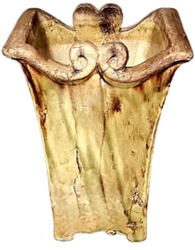 Vintage asian influenced-textured heavy ceramic vase.