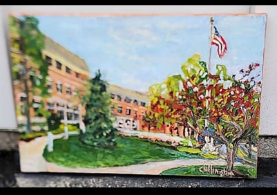 James Chillington, Award-Winning CT artist, masterful pallet knife impressionist landscape. Signed.