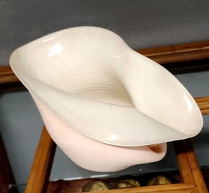 Original Art Deco postmodern ceramic sculpture creating elegant organic image. Signed. Circa 1973.