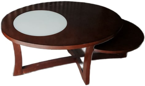Mid-Century Modern "Alice Cocktail Table" w/ artistic 2 tier sculptural look. 48W X 28D X 20W