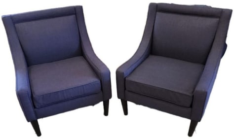 Pair of designer mid-century modern upholstered living room chairs