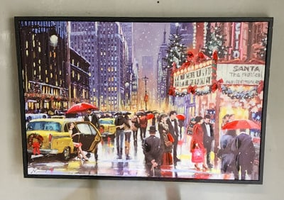Vibrant impasto-style giclee painting titled "New York Theatre" by The Macneil Studio.
