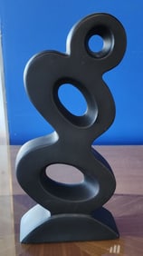 Postmodern abstract expressionist ceramic sculpture of standing female figure