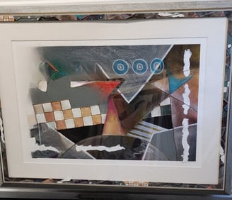 Phil Hammon large abstract mixed media impasto work titled "The Big Top" under lucite w/