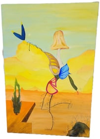 In the manner of Salvador Dali, abstract oil painting with wonderful surreal imagery. 24" x 36"