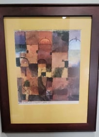 Paul Klee Large Vintage Well-Framed Print of highly acclaimed painting 1989 Red and White Domes.
