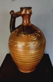 Vintage art jug-type ceramic vessel possibly from the Arts and Crafts era in the early 20th century.