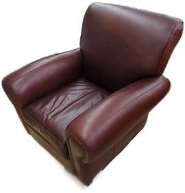 Vintage Pottery Barn Bauhaus Style leather club chair in excellent condition..