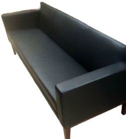 78" Danish modern single seat leather sofa w/ strong solid walnut support base and legs...