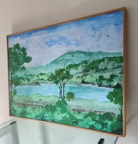 Stunning vintage original oil painting w/ depiction of beautiful impressionist landscape. 24 ×