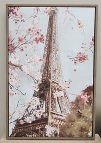 Allison Pearce "Paris in the Spring" Giclee impasto oil print w/ wonderful cherry blossoms.