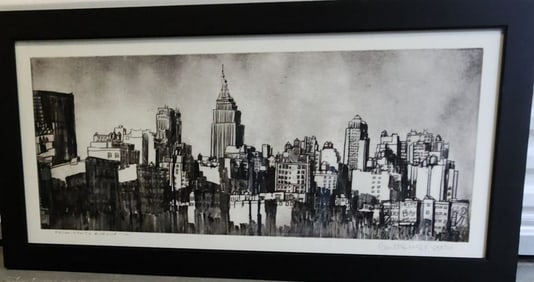 From 10th Avenue, vintage print of original impressionist work of NYC. Facsimile signed '87