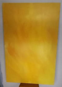 Large 60"x 40" masterful yellow/orange themed monochromatic abstract oil painting