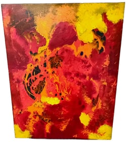 Original modernist impasto-style abstract oil painting w/ vibrant bold colors & great texture. 24x30