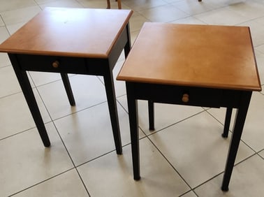 2 Vintage shaker style country side tables w/ 1 drawer. Perfect for rustic or modern farmhouse decor