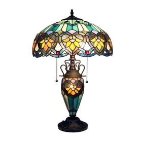 23.6" Stained Glass Lit Base Table Lamp