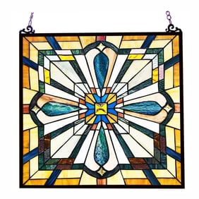 20" Square Panel Stained Glass Window Hanging Panel Suncatcher