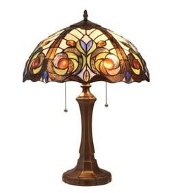 21.9" Victorian Style Stained Glass Table Lamp 16.3" Shade