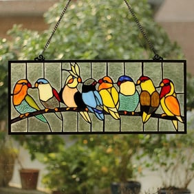 25.5" Stained Glass Window Hanging Panel Suncatcher