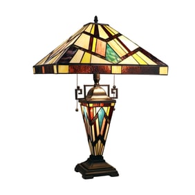 24" 3 light Stained Glass Mission Table Lamp