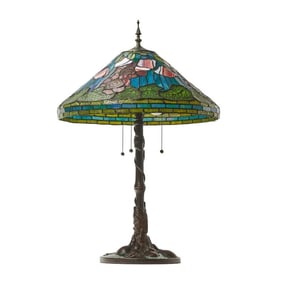 29.5"H Tiffany-Style Stained Glass Poppies Table Lamp