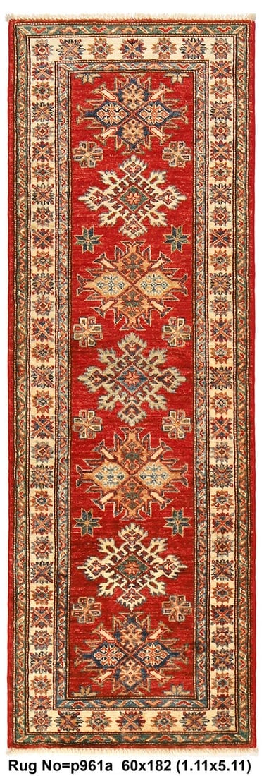 2 x 6 Quality Super Kazak Runner Handmade Soft Silky Fine Wool #P961