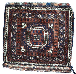 Handmade antique Afghan Baluch bag 1.4' x 1.5' ( 44cm x 45cm ) 1900s