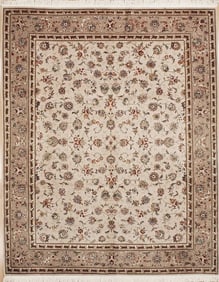 Hand-Knotted Sino-Kashan Beige Mauve All-Over Floral Oriental Rug Carpet 8' x 10'