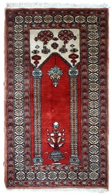 Handmade vintage prayer Turkish Konya rug 2' x 3' (62cm x 92cm) 1970s