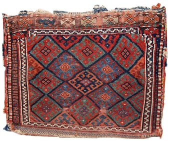 Handmade antique collectible Persian Kurdish bag 1.8' x 2.4' (56cm x 73cm) 1880s