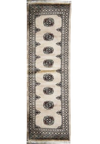 2 x 6 Runner Handmade Handcrafted Excellence Bokara Rug IVORY #5269