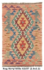 2 x 3.2 Wool Handmade Kilim Rug Vegetable Dye #P1056