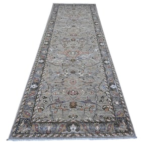 Pastel Gray Fine Aryana Collection Wide Runner Oriental Rug